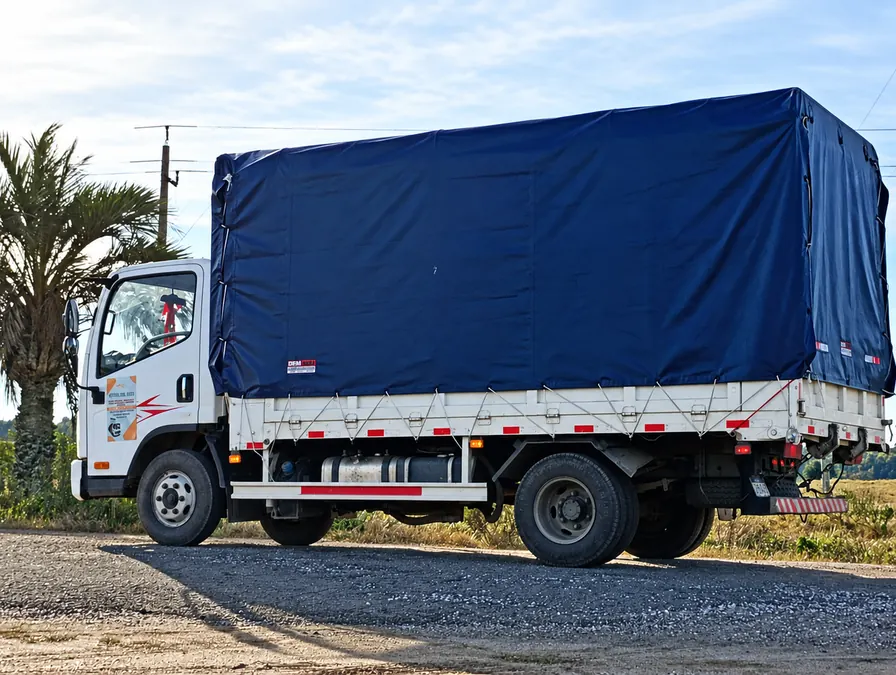 Camión de Fletes del Este con caja y lona azul